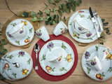 CreaTable, 16999, série Flora ORCHARD, service de table 16 pièces pour 4 personnes, service combiné en porcelaine, passe au lave-vaisselle et au micro-ondes, fabriqué en Europe
