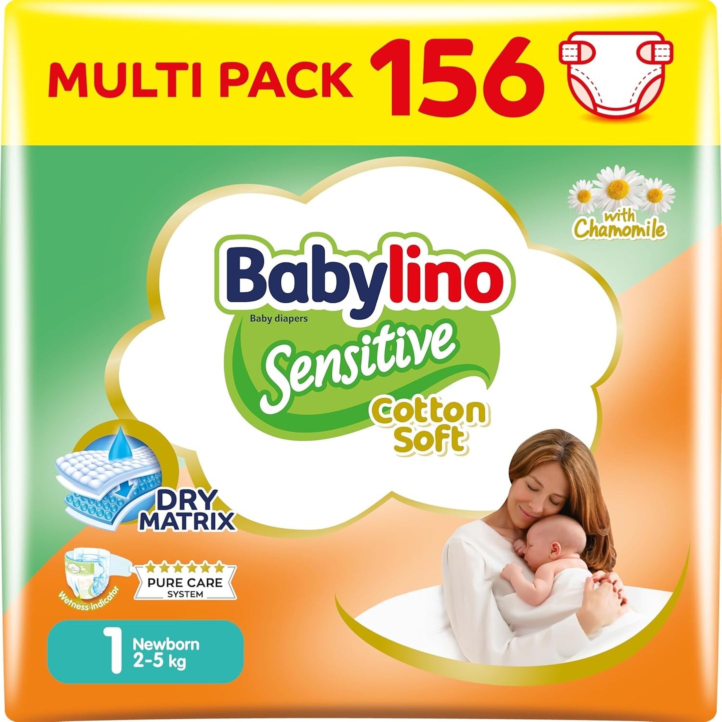 Couches bébé sensibles, taille 1, nouveau-né (2-5 kg), 26 pièces