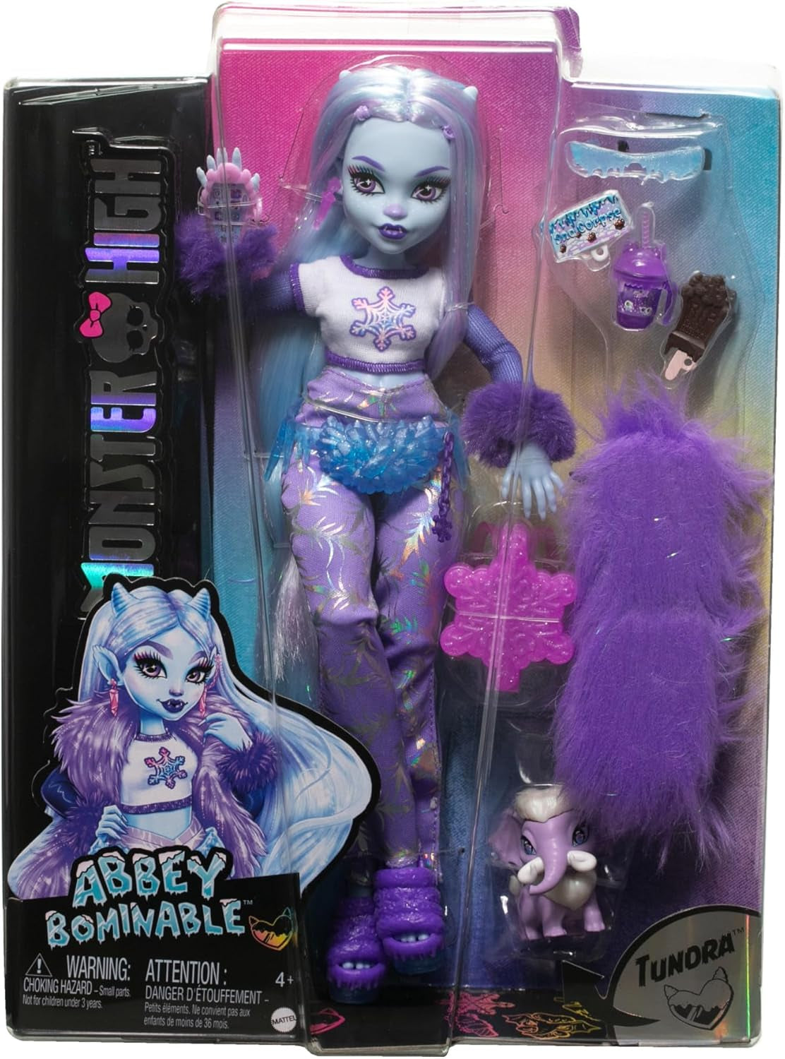 Monster High Abbey Bominable Yeti avec animal de compagnie mammouth et accessoires - Look de flocon de neige effrayant pour les enfants de 4 ans et plus, HNF64 Naty Shop Dolls