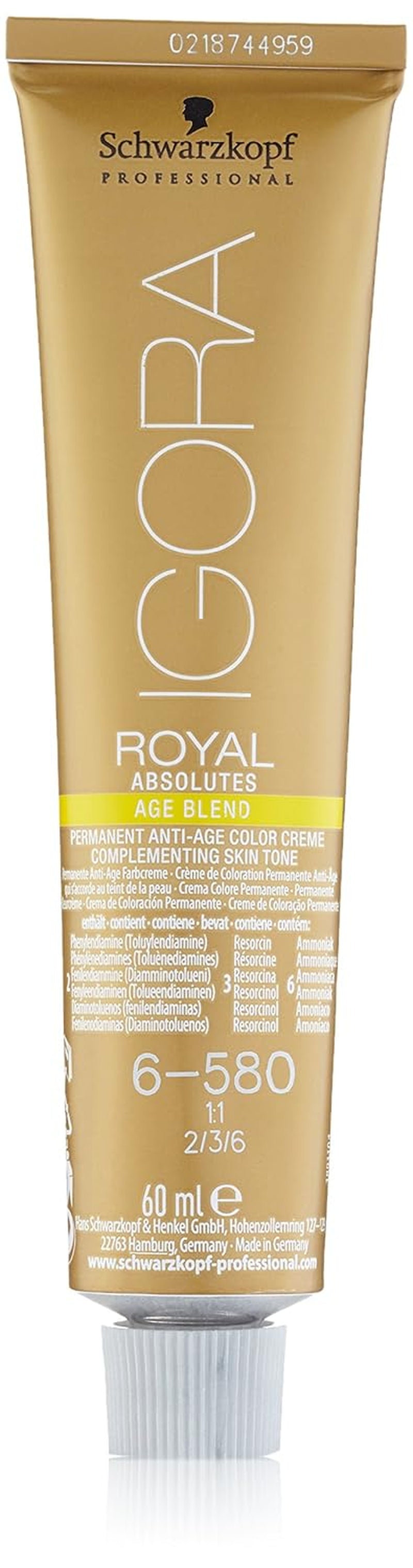 Coloration capillaire Igora Royal Absolute Age Blend, 7-560 Blond doré chocolat moyen, 60 ml Naty Shop Coloration capillaire 6-850 Blond foncé rouge doré 60 ml (1 paquet)