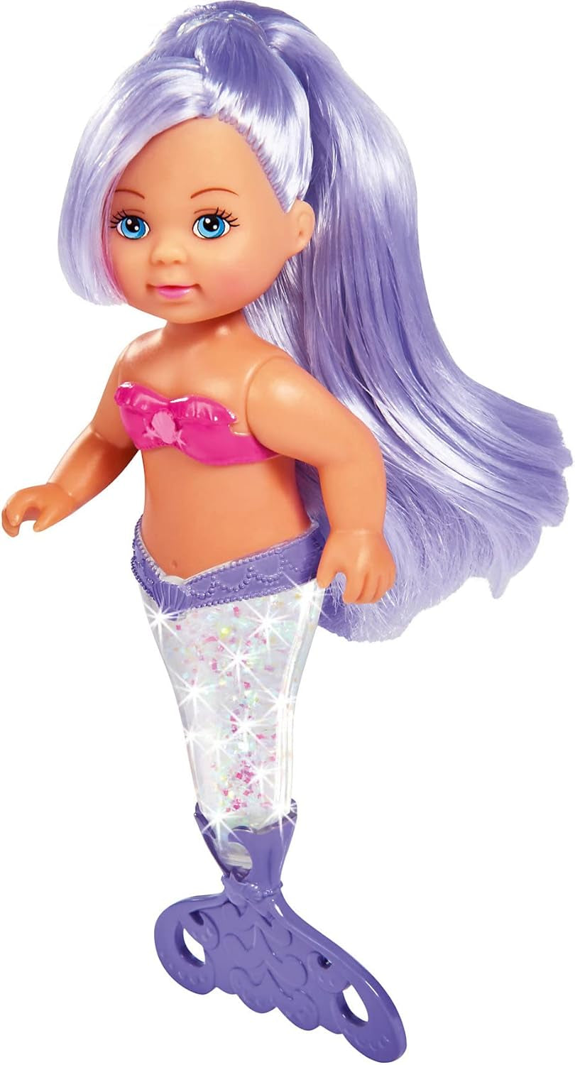 Simba 105733482 - Evi Love Glitter Mermaid, poupée sirène avec une nageoire caudale qui brille lorsqu'on la secoue. Un seul article est fourni.