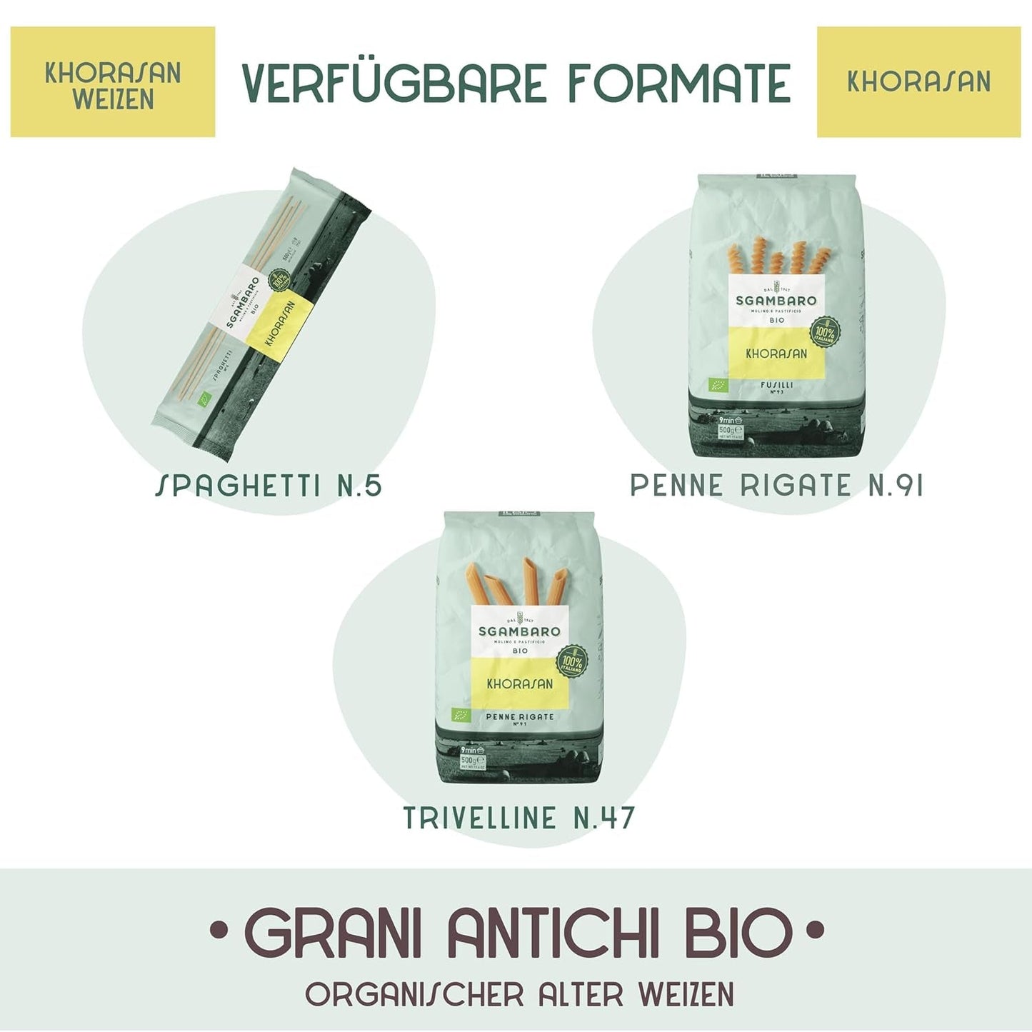 Pâtes Penne Rigate Bio N.91 - 500g de Blé du Khorasan - Blé ancien, riche en protéines, 100% cultivé en Italie - Polyvalent en cuisine et riche en nutriments