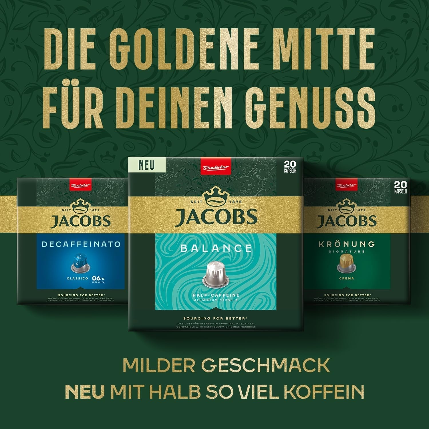 Jacobs Café capsules café crème, intensité 6/12, 10 x 20 tasses, capsules de café compatibles Nespresso*, 200 capsules