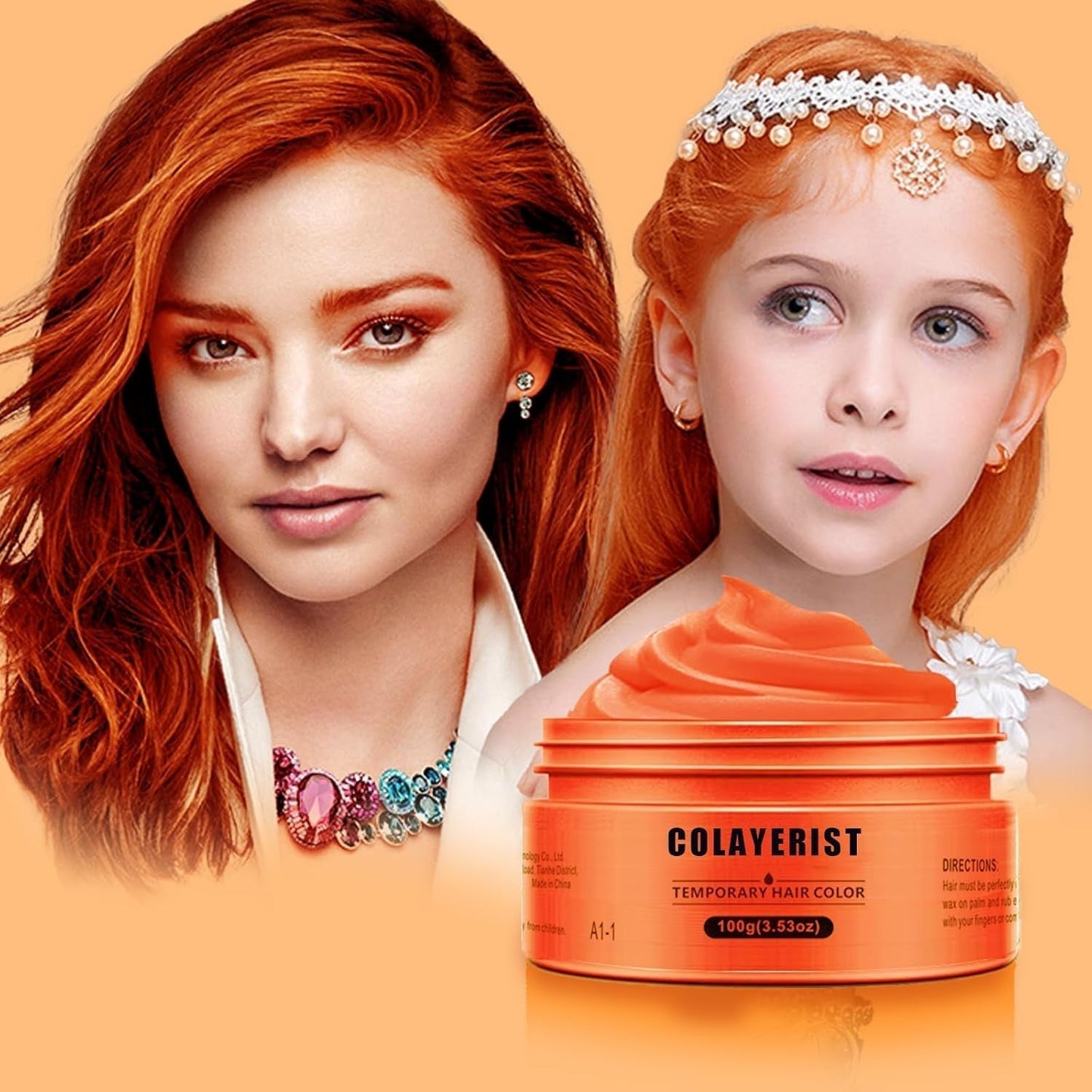 COLAYERIST Cire colorante temporaire lavable noire pour hommes et femmes Mascara capillaire pour fête ou cosplay Produits de coloration capillaire sans dégâts Teinture capillaire Naty Shop Orange