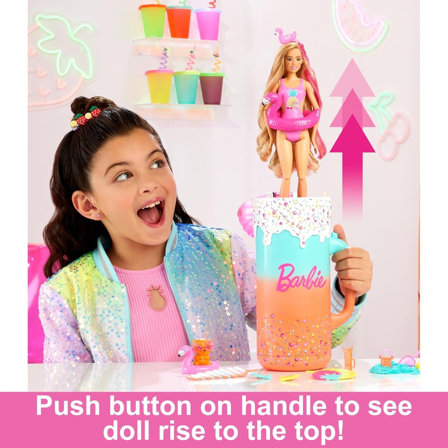 BARBIE Pop Reveal Rise & Surprise Coffret Cadeau - Plus de 15 surprises dont 1 poupée Barbie, des accessoires de plage pour un plaisir ludique et fruité pour les enfants de 3 ans et plus, HRK57