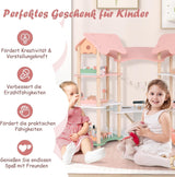 FANTASK Maison de poupée en bois, maison de poupée 7 pièces de 85 cm de hauteur avec 32 meubles et accessoires, maison de poupée avec échelle en corde, cadeau de maison de poupée pour filles de 3 ans (modèle 3) Naty Shop Dollhouses