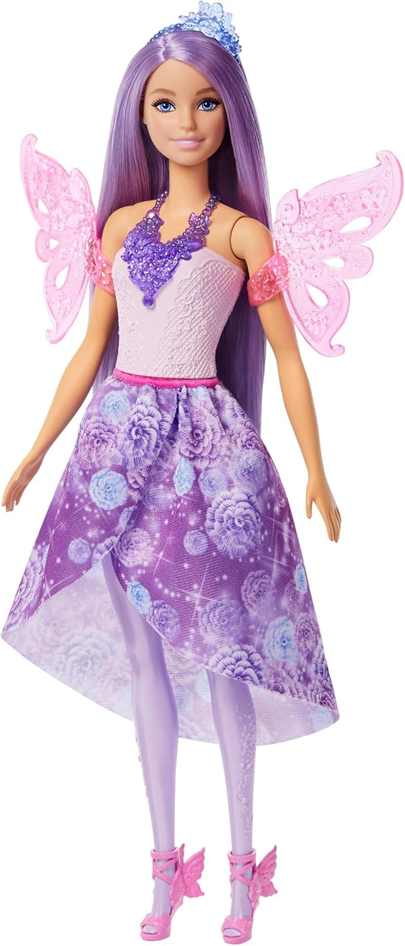 Poupée Barbie 3 en 1 avec 8 accessoires, dont une queue de sirène, des ailes de fée, des colliers royaux, des chaussures et plus encore pour plus de 10 looks différents, JCP74