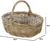 Panier à fleurs en rotin Dehner avec anse, env. 46 x 39 x 18 cm, tissu rotin, gris/marron