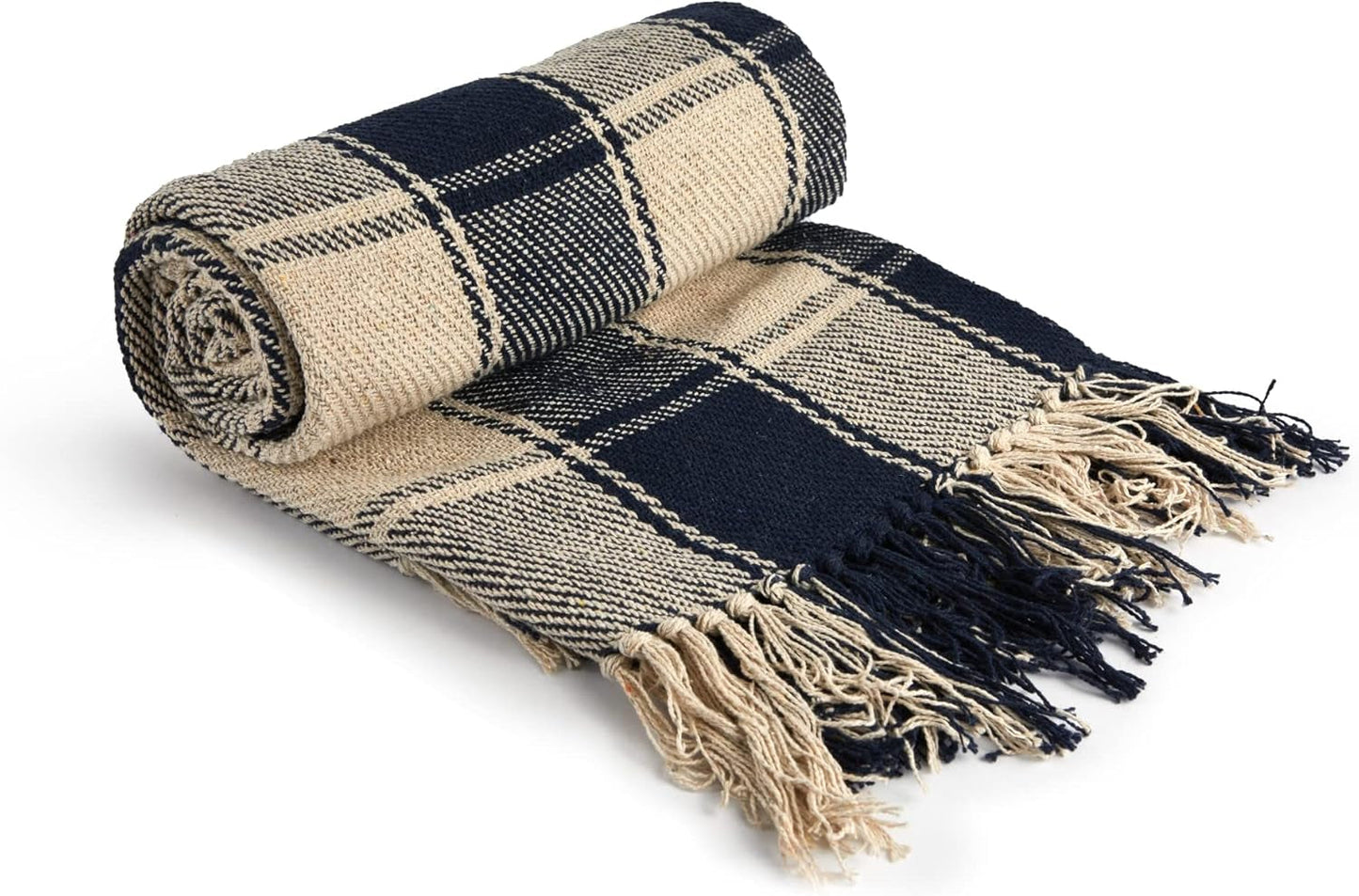 Jeté Frisco, Coton recyclé, Traditionnel, Plaid, Pour chaise, canapé, canapé, jeté, couverture, Anthracite, 127 X 152 Cm Lits et Couettes Emma Barclay Bleu Marine 50X60" (127X152Cm)