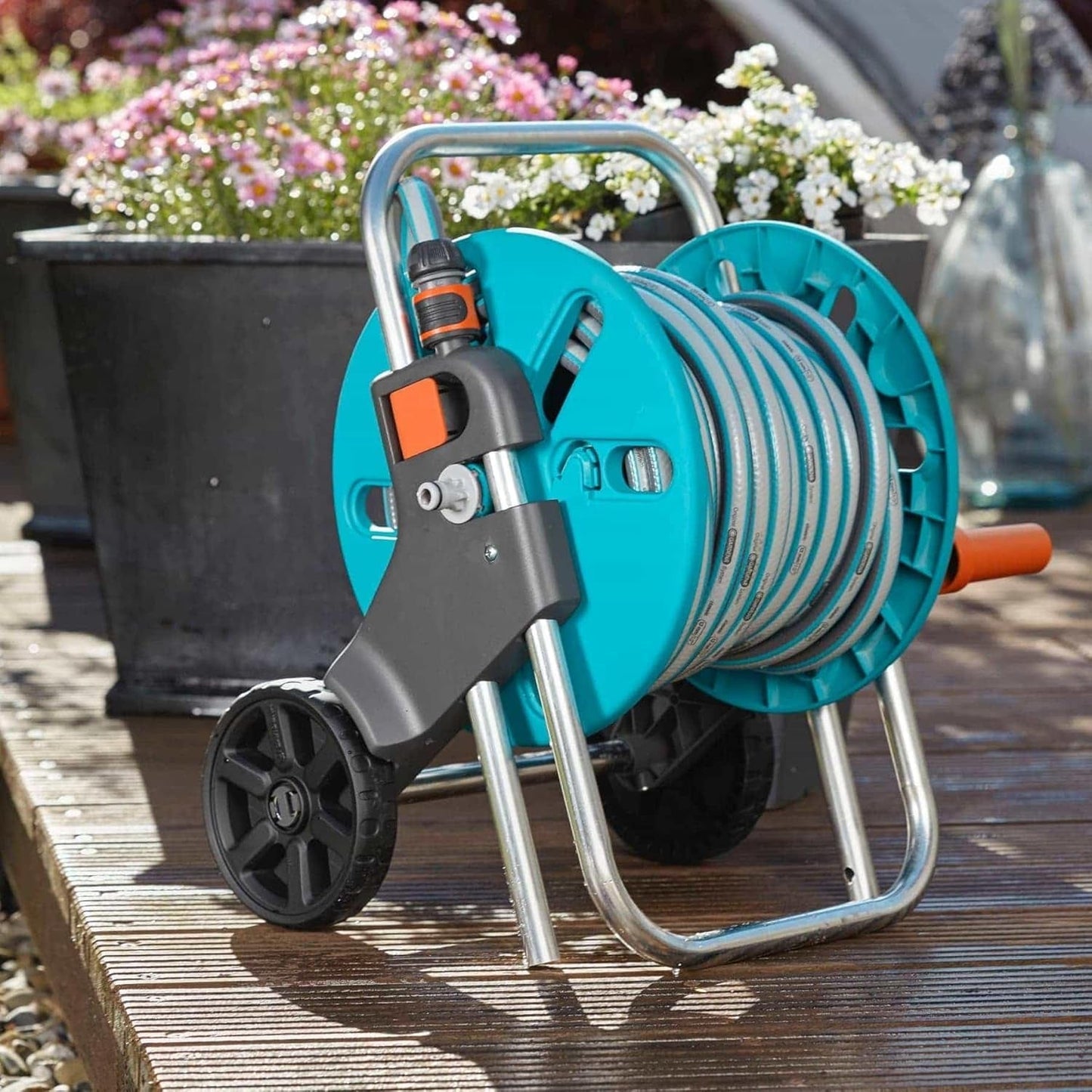 GARDENA CleverRoll S chariot à tuyau, enrouleur de tuyau, rangement compact (18500-20)