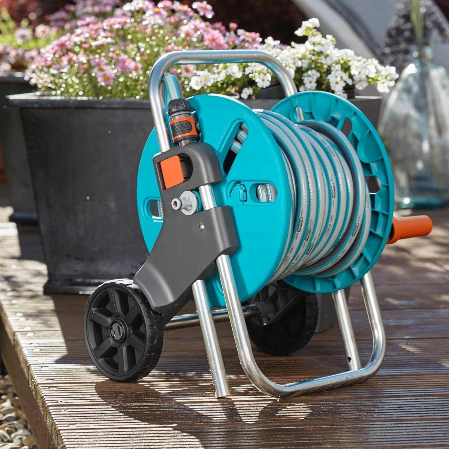 GARDENA CleverRoll S chariot à tuyau, enrouleur de tuyau, rangement compact (18500-20)