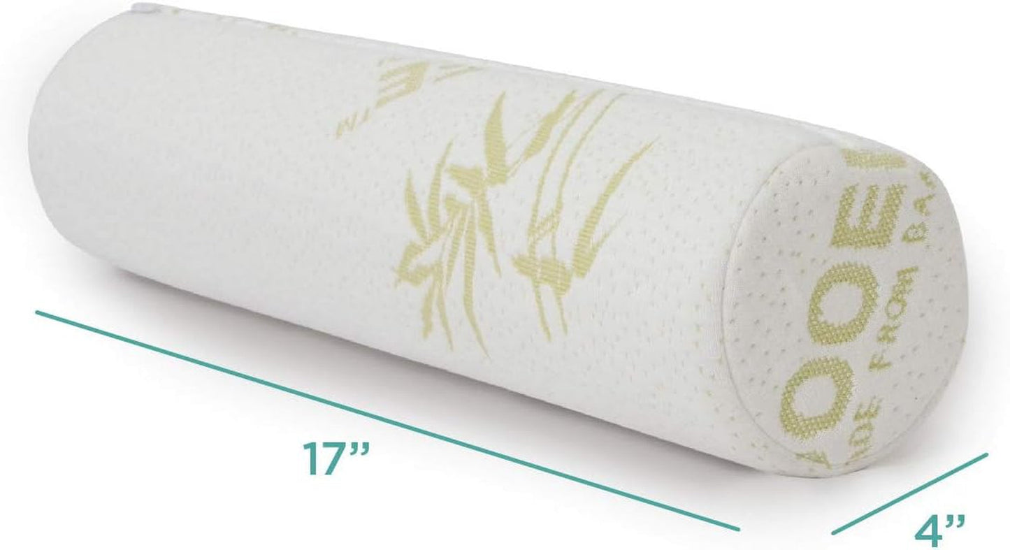 Milliard Rouleau de nuque en mousse visco avec housse lavable, certifié Oeko-Tex, dureté moyenne, 10 x 43 cm, parfait pour les allergies, oreiller de voyage, oreiller rond, rouleau de positionnement, rouleau de genou, oreillers orthopédiques cervicaux Naty Shop