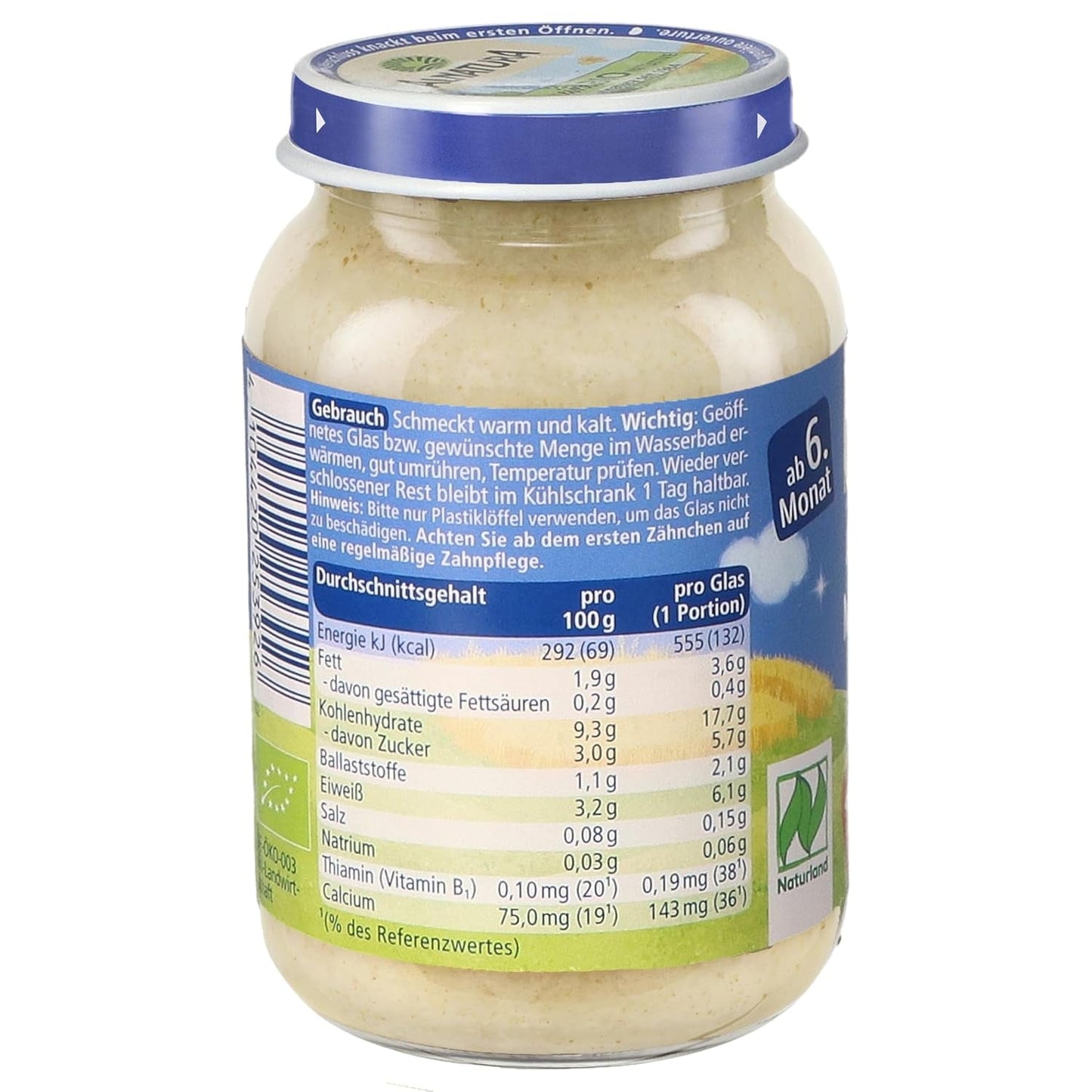 Bouillie multigrains Naturland dès 6 mois, 6 x 190 g