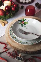 Excelsa SERV.TAV.18 PZ NOËL HOLLY Blanc