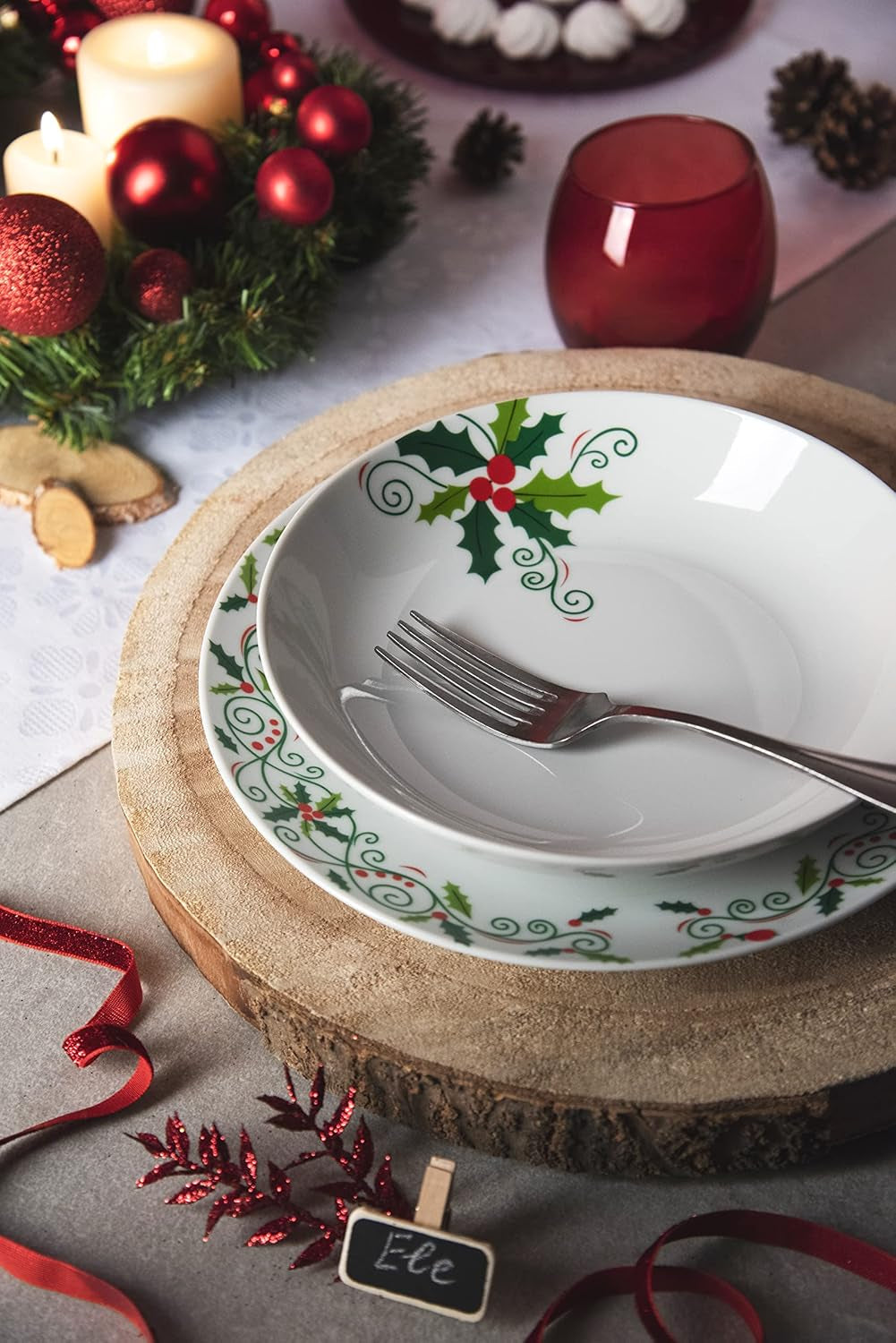 Excelsa SERV.TAV.18 PZ NOËL HOLLY Blanc