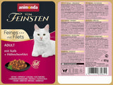 animonda vom Feinsten mit Filets, Katzenfutter nass mit Kalb + Hühnchenfilet, 18 Portionsbeutel (18 x 85g), getreidefreies Katzen Nassfutter ohne Zucker, mit fleischigen Ingredient