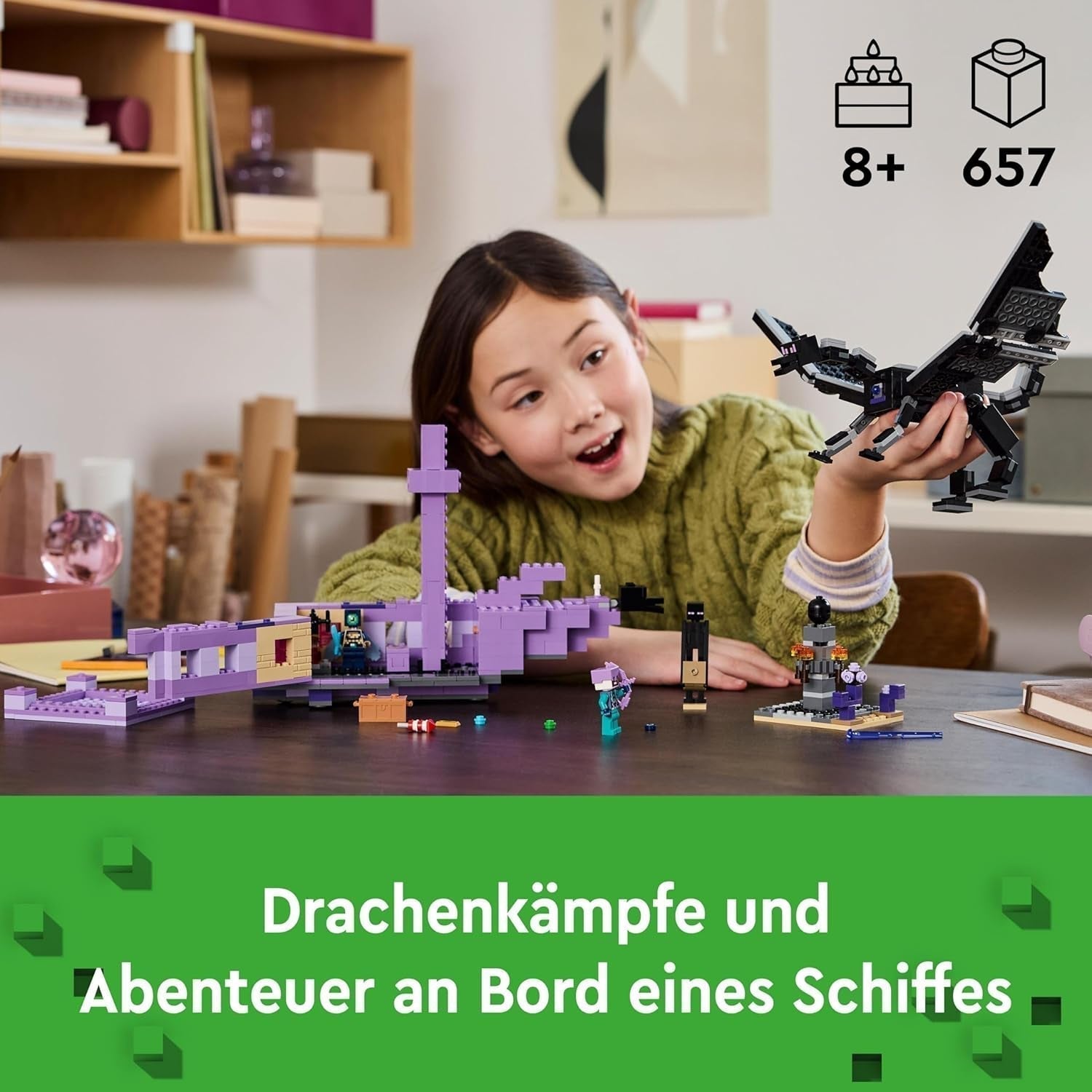 LEGO Minecraft The End Dragon et The End Ship Ensemble de jeu d'action et de découverte Jeu vidéo Ensemble d'aventure Cadeau pour garçons et filles de 8 ans 21264 Ensembles de construction Beuche den LEGO-Store