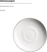 MÄSER Série Felise, service à café élégant pour 6 personnes, intemporel, bord noir, porcelaine, blanc
