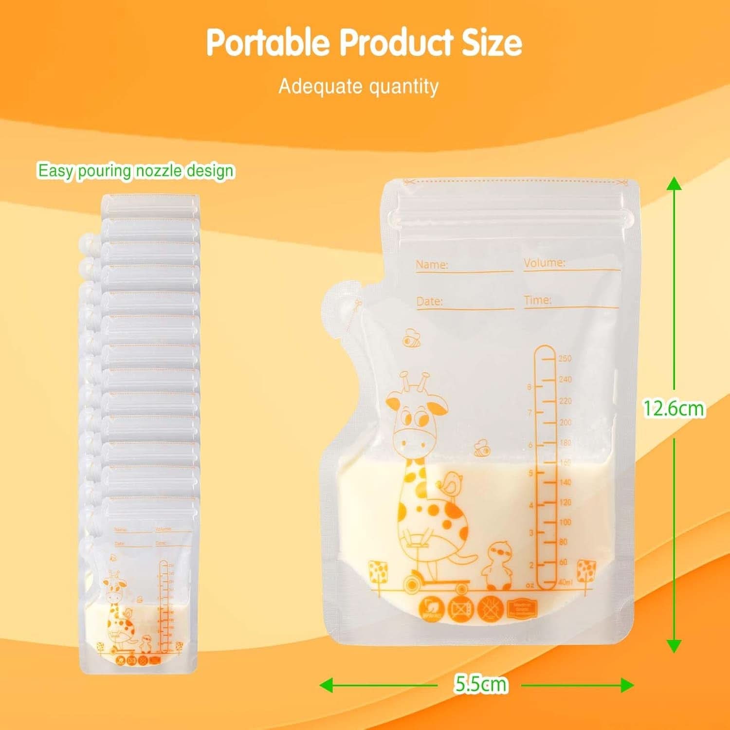 Vinabo 50 Stück Muttermilchbeutel, 250Ml sans BPA Muttermilchbeutel Sachet, Milchbeutel Für Muttermilch Mit Ausgießer Für Das Stillen, Selbststehender, Kann Eingefroren Werden, Vorsterilisiert Accessoires Alimentation et Allaitement Baby Naty Shop