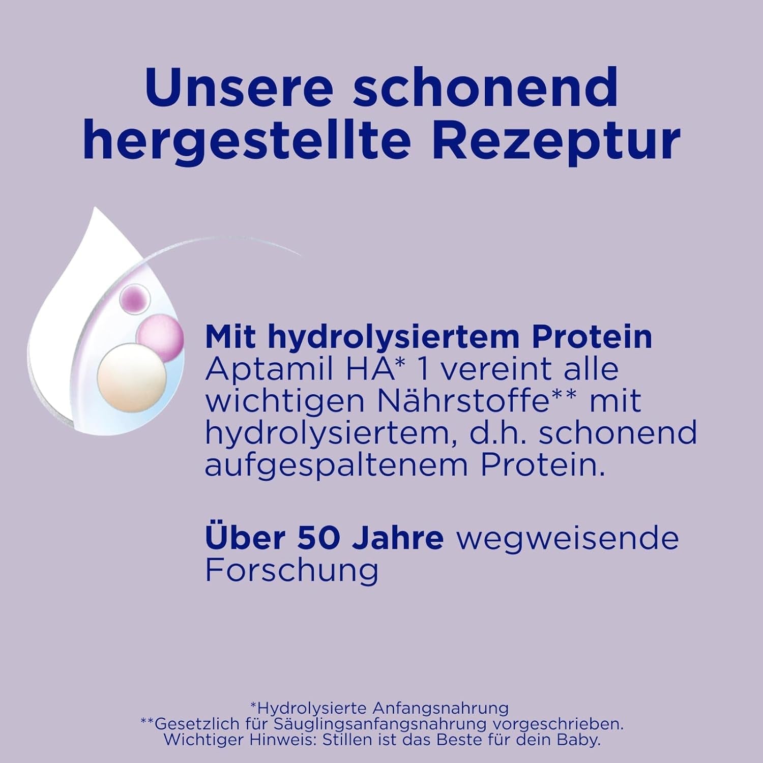 Aptamil HA 1 - Préparation pour nourrissons dès la naissance, avec DHA, sans lactose, sans huile de palme, nourriture pour bébé, lait en poudre, 1 x 800 g