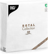 Papstar, 50 serviettes "Collection ROYAL" pli 1/4 48 cm x 48 cm blanc, #11577