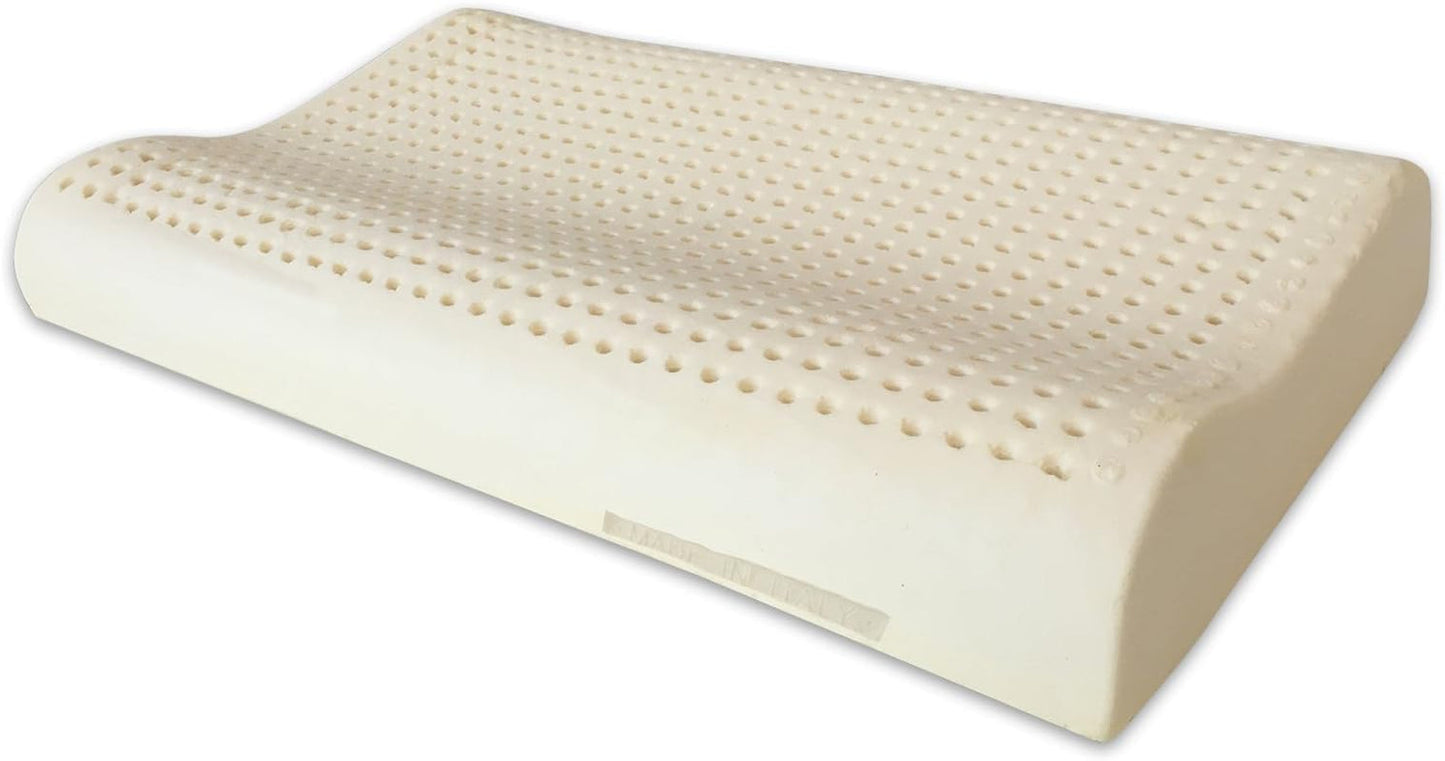 Oreiller en Latex Naturel Modèle Double Vague - Oreiller en Latex Perforé Ultra Respirant Récupération Naturelle et Saine - Confort Ergonomique Antibactérien - 100% Made in Italy Naty Shop Oreillers Standard Titre par Défaut