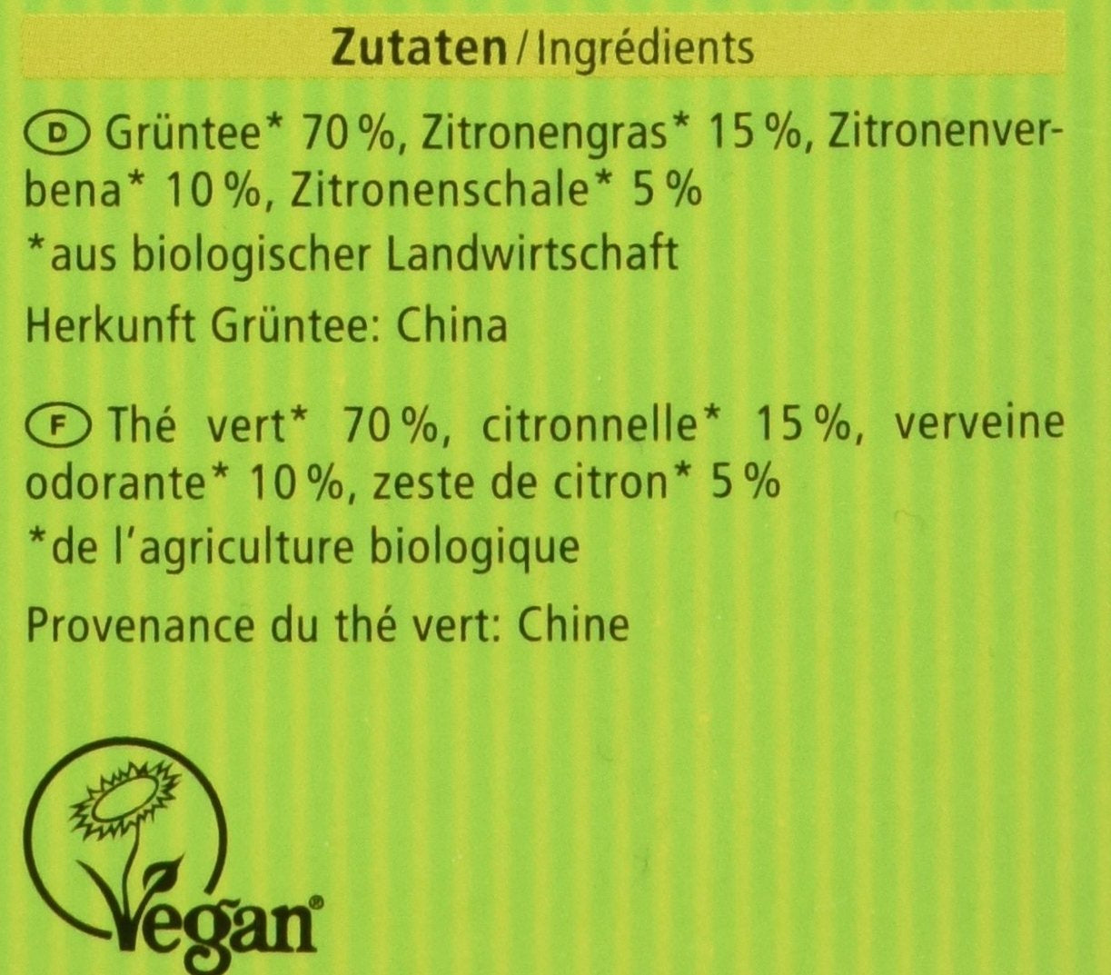 Thé vert bio au citron, 20 sachets, 40 g