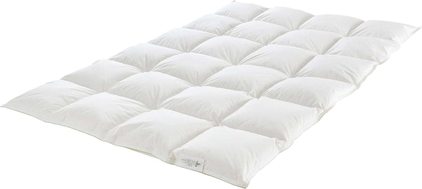 Couette chaude Badenia Trendline Eco avec 90% duvet et 10% plumes classe I, 135 X 200 cm, blanche, certifiée Oeko-Tex, produite selon la norme de qualité allemande Couettes et couettes Naty Shop