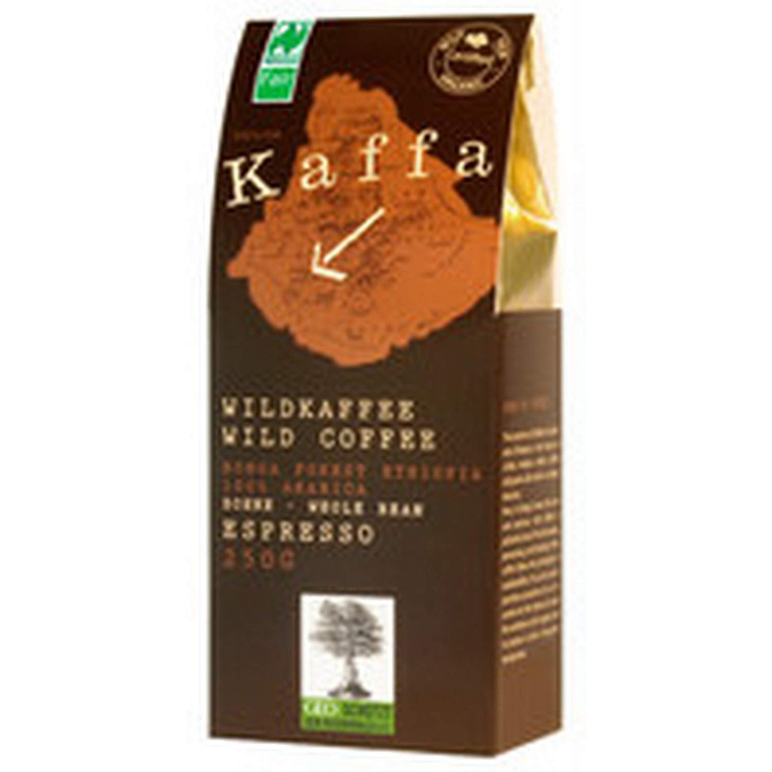 Espresso "Kaffa", café sauvage entier en grains (250 g) - Bio