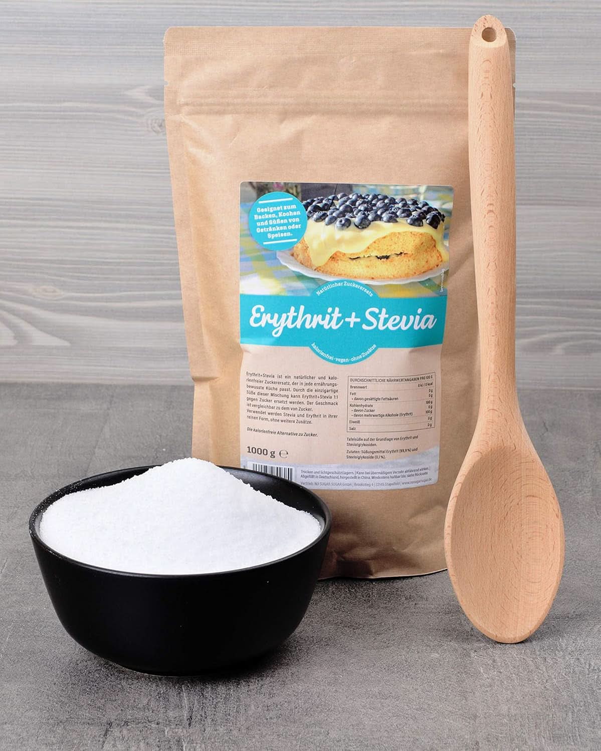 Erythritol + Stevia Substitut de sucre naturel sans calories 1:1, 1 Kg Édulcorants Naty Shop