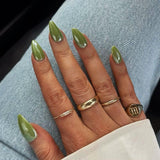 Ongles Chromés Autocollants - Colle Pailletée Brun Amande Moyen Sur Les Ongles Faux Ongles Pailletés Colle Sur Ongles Artificiels Ongles Acryliques Vernis Pour Femme 24 Pièces