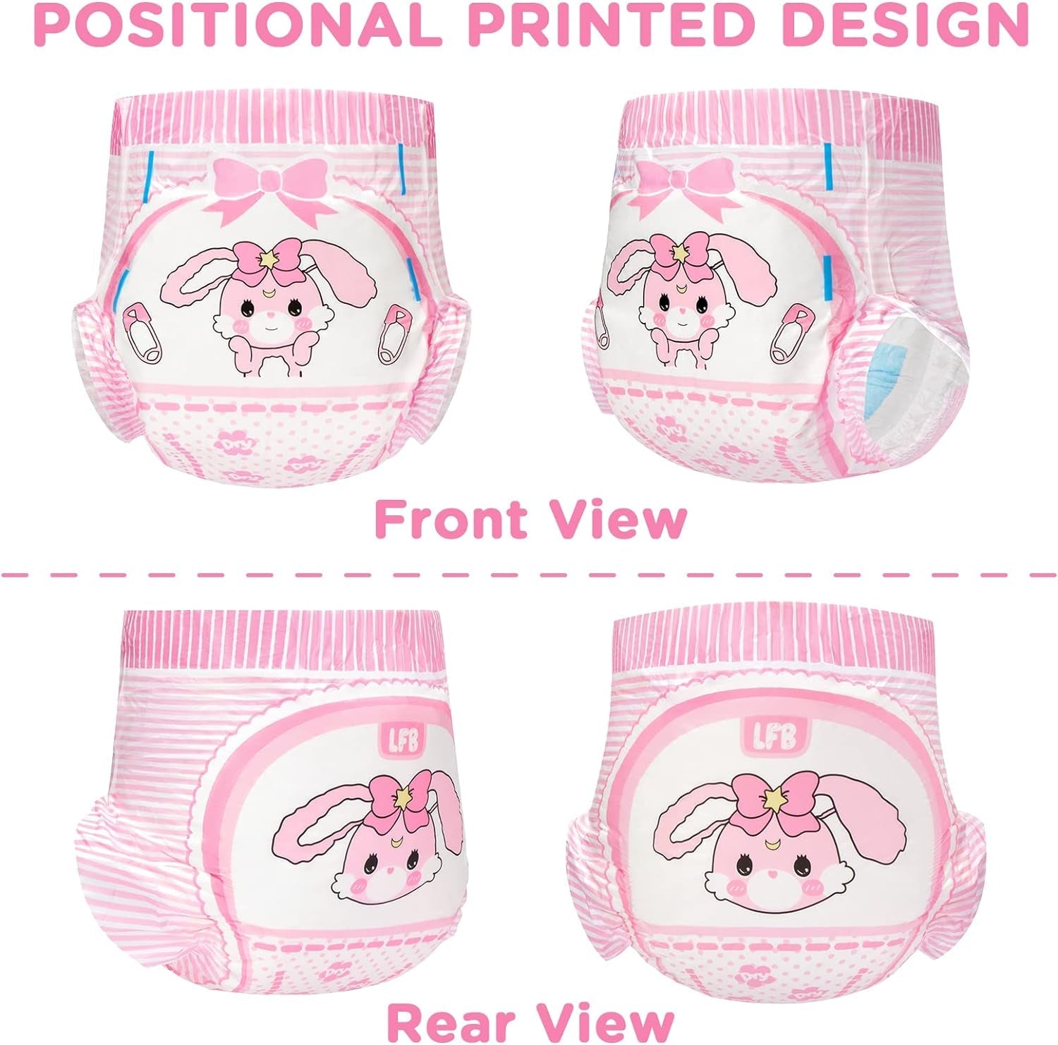 Couches imprimées adultes 5500-5800 ml, 10 pièces - Baby Usagi (XL)