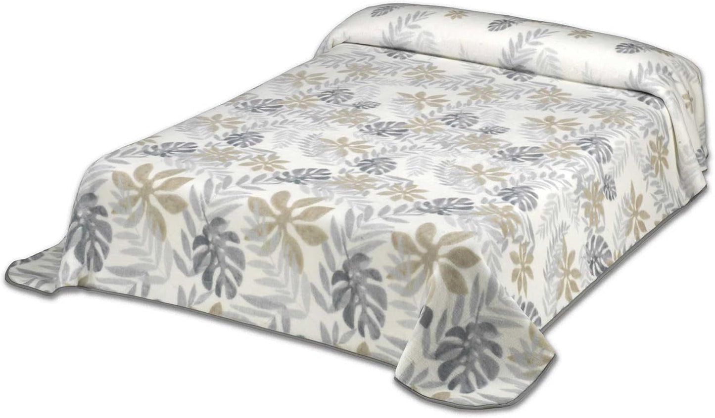 Couverture imprimée, grand volume, 100% polyester, 450 g/m², douce, pour l'automne/hiver, design Harmony N10, 170 x 240 cm, pour lit 90/105 cm, couettes et édredons gris Naty Shop