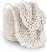Couverture tricotée épaisse, jeté, 100% tricoté à la main avec du fil chenille géant (127 X 152,4 Cm, gris lilas) Lits et couettes Adyrescia Blanc Crème 60 "X80"