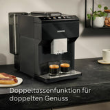 Machine à expresso automatique classique Siemens EQ500, écran couleur TFT, 5 types de café et de lait, fonction double tasse, nettoyage facile, unité de percolation amovible, avec tuyau à lait, noir, TP511E19