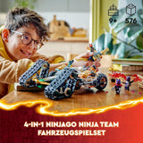 LEGO NINJAGO Ninja Team Combi Caterpillar 4 en 1 avec planeur, voiture de course et 2 motos et 6 figurines Cadeau pour garçons et filles Ninja Toy 71820 Jeux de construction Besuche den LEGO-Store
