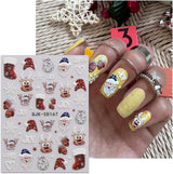 JMEOWIO 3D Nagelsticker Weihnachten Glitzer Nail Art Sticker Selbstklebend Nagelaufkleber 5D Stereoskopisch Schneeflocke Winterurlaub Suß Dekoration Nageldesign Zubehör 4 Blatt
