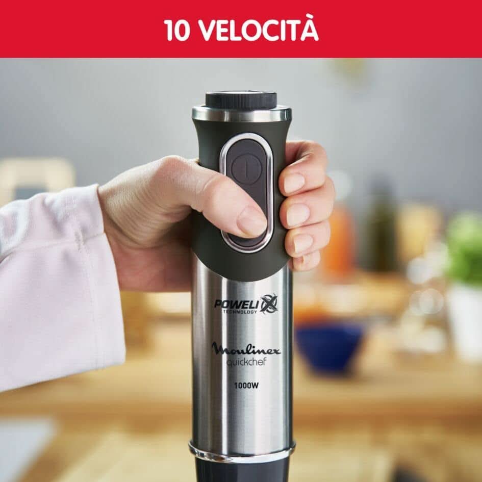 DD6558 DD655810 Quickchef Mélangeur 3-en-1, technologie Powelix, 3 Zubehörteile, Edelstahl, Stahl/Schwarz Kitchen Naty Shop