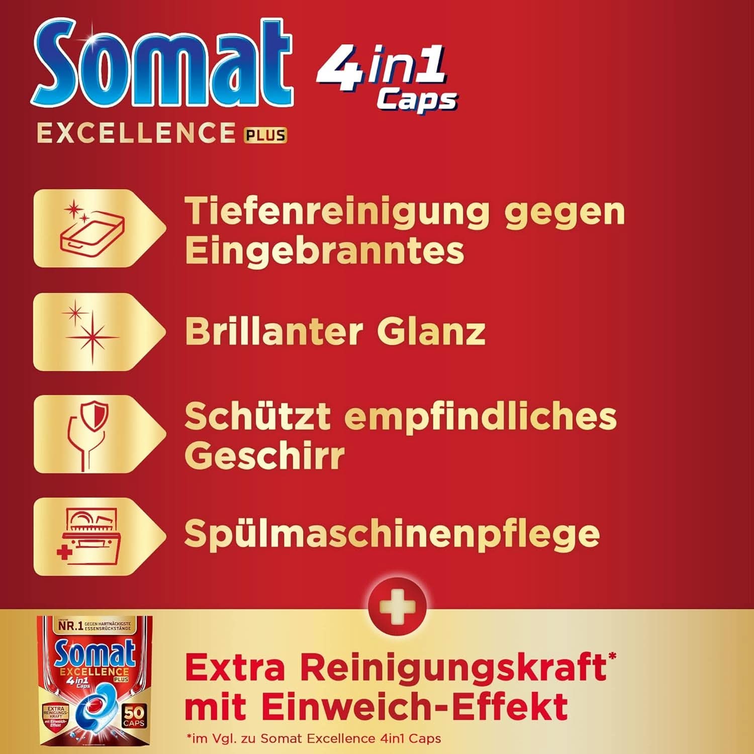 Somat Excellence plus 4In1 Caps (50 Caps), Tablettes pour lave-vaisselle Naty Shop
