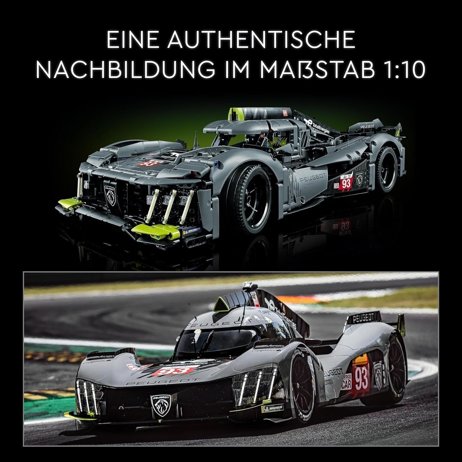 LEGO 42156 Technic Peugeot 9X8 24H Le Mans Hybrid Hypercar Voiture de course légendaire Kit de modèle adulte Voiture de sport automobile à l'échelle 1:10 à collectionner pour les joueurs avancés Kits de construction Besuche den LEGO-Store