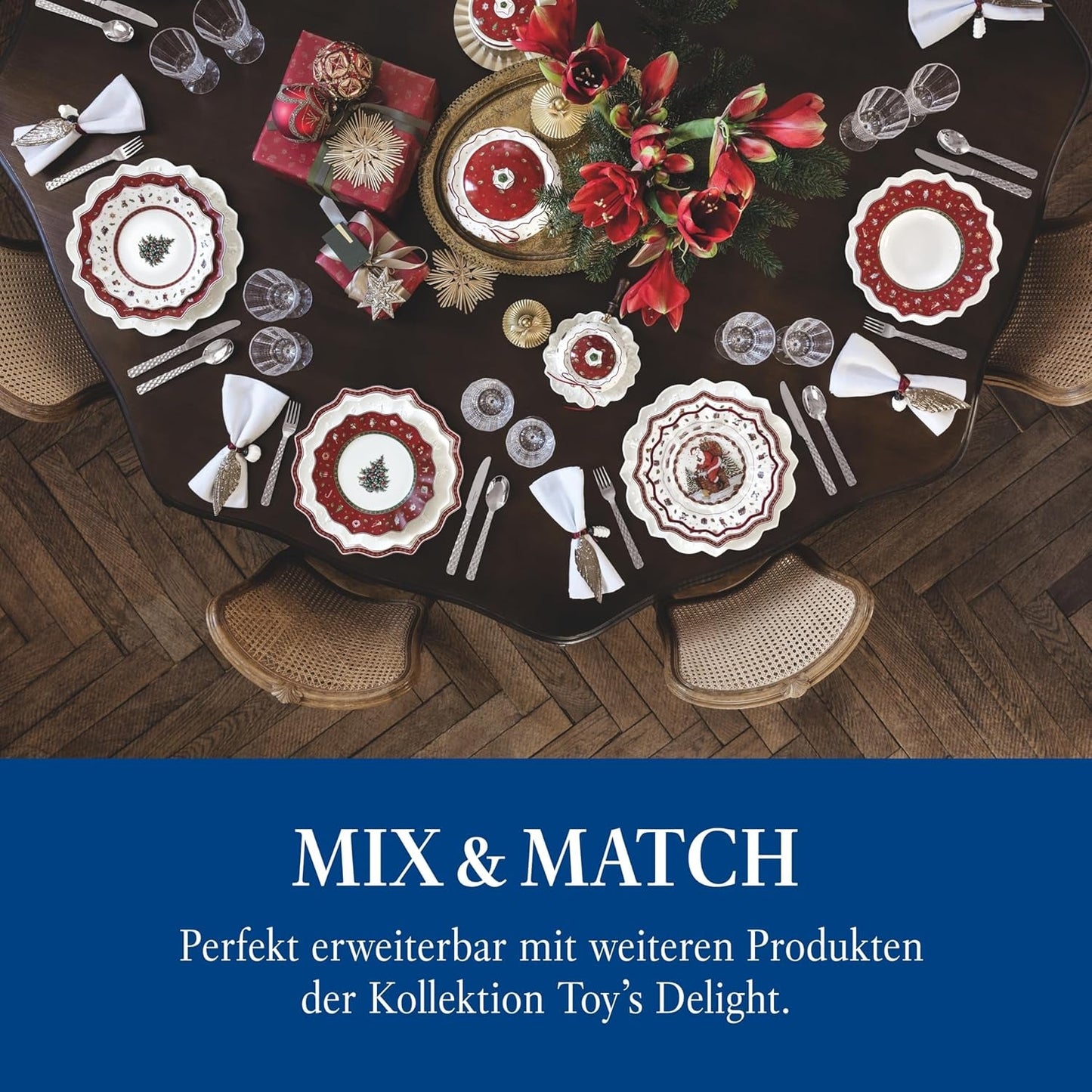 Villeroy & Boch - Service à sauce Toy's Delight, 4 pièces, plateau de service avec bols, ensemble de bols à sauce de Noël, décoration de table jouet, plateau de service, bols, vaisselle de Noël, porcelaine premium