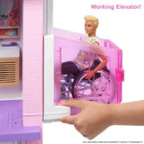 Barbie Dream House (114 cm), maison de poupée à 3 étages, piscine, toboggan, ascenseur pour fauteuil roulant, 75 accessoires, poupées, convient comme cadeau pour les enfants de 3 ans et plus, GRG93