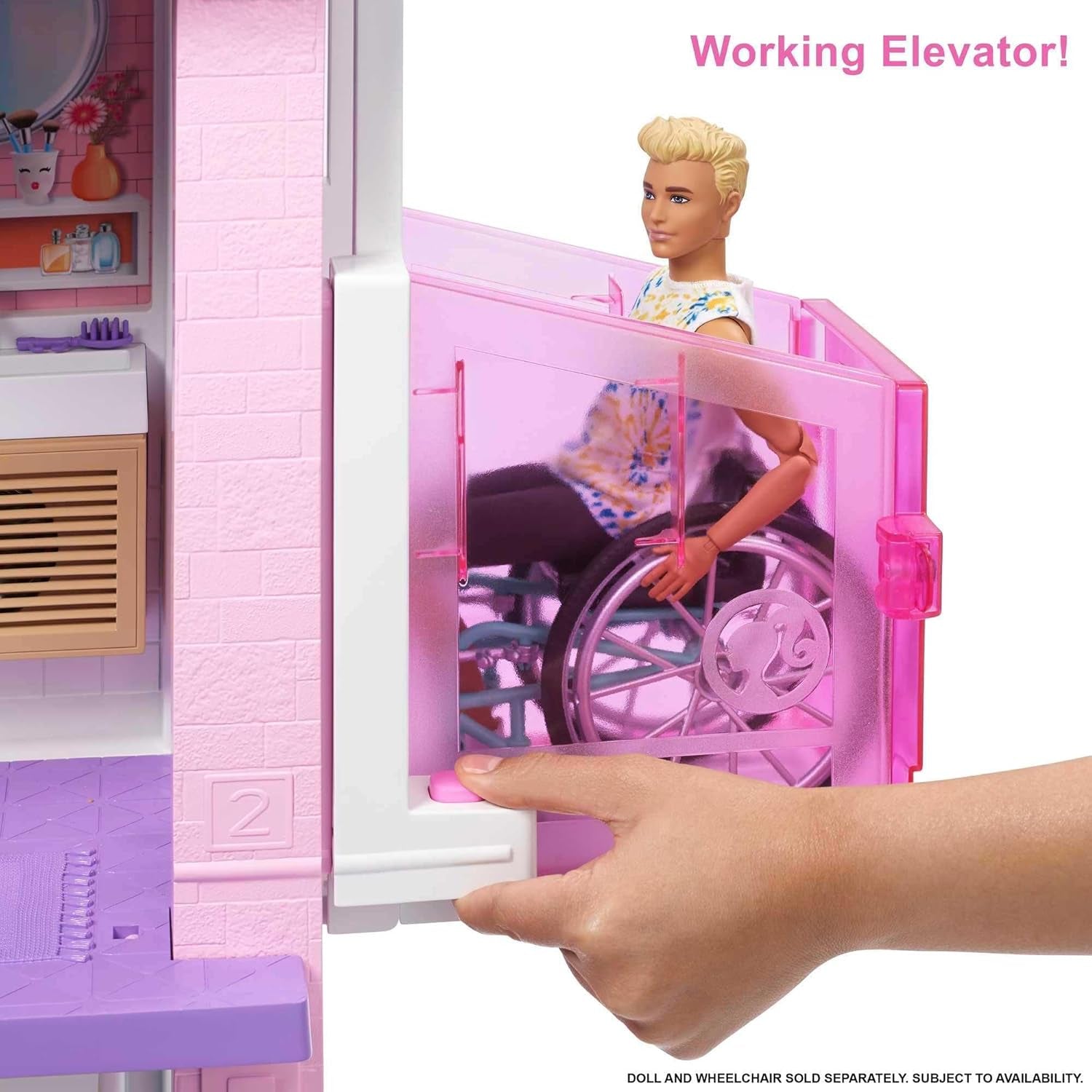 Barbie Dream House (114 cm), maison de poupée à 3 étages, piscine, toboggan, ascenseur pour fauteuil roulant, 75 accessoires, poupées, convient comme cadeau pour les enfants de 3 ans et plus, GRG93