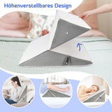 Oreiller compensé réglable pour enfants, oreiller de lecture en mousse haute densité pour lit et canapé, oreiller de tête ergonomique pour l'apnée du reflux du sommeil, oreiller de jambe/oreiller de dos pour jouer et lire (blanc et gris)