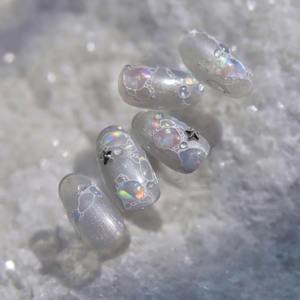 Autocollants pour ongles pailletés Vagues d'eau d'été Nail Art étoilé Fantaisie Vagues d'eau de mer Dessins d'ongles Autocollants pour ongles Vagues d'eau de mer Accessoires pour ongles Nail Art