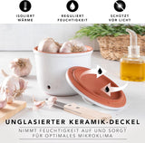 Römertopf Fresh Pot MINI 0,6 litres - Pot à ail en céramique - L'argile respirante garde les légumes frais plus longtemps - Circulation d'air idéale - Boîtes de conservation blanches Naty Shop
