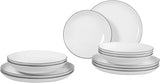 Service de table Seltmann Weiden 001.737148 Lido - 6 assiettes plates + 6 assiettes de fond - 12 pièces - Black Line