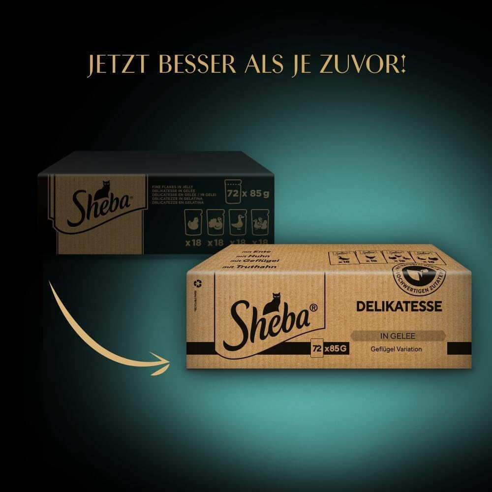 SHEBA Nourriture humide pour chat - 72 sachets x 85g - Variété de volaille en gelée - Nourriture humide pour chat - 1 grand paquet