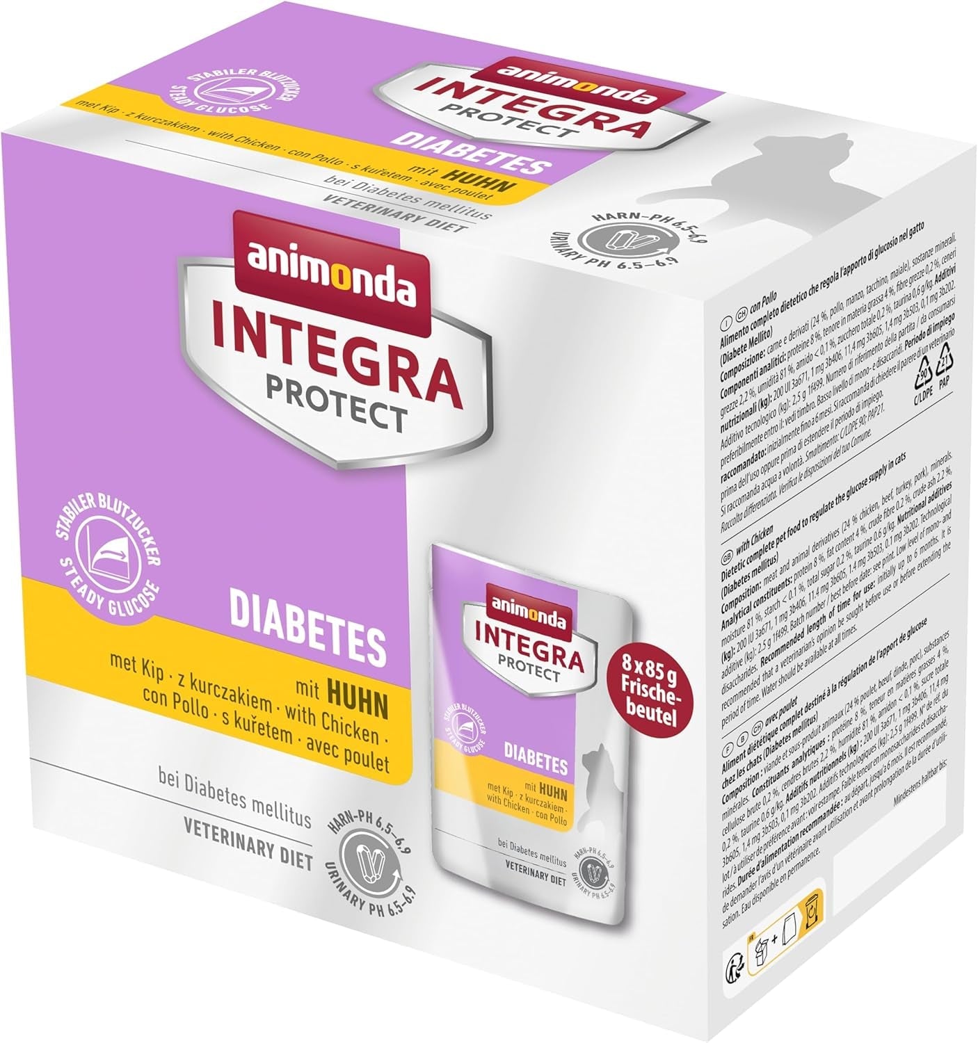 Animonda INTEGRA PROTECT nourriture humide pour chats diabétiques avec chiots (8 x 85 g), recommandée par les vétérinaires pour le diabète, aliment diététique complet pour chats adultes, développé en collaboration avec des vétérinaires.