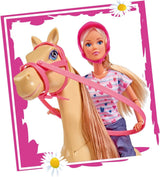 Simba 105730939 - Steffi Love Tenue d'équitation 2 chevaux Poupée mannequin entièrement articulée 29 cm pour enfants à partir de 3 ans